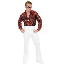 Charades Costumes Charades Flame Hologram Disco Shirt-Plu Costume