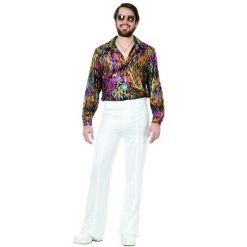 Charades Costumes Charades Multi Flame Disco Shirt Costume