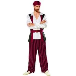 Northlight Red and Black Pirate Men's Halloween Adult Costume - Medium