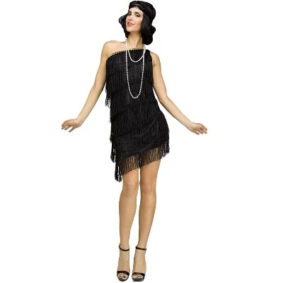 Fun World Shimmery Flapper Adult Costume (Black) 4 Fun World Shimmery Flapper Adult Costume (Black) - Image 2
