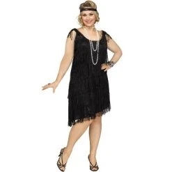 Fun World Shimmery Flapper Plus Size Costume (Black) -Adult Halloween Costumes Shop unnamed file 3382