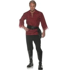 Underwraps Costumes Striped Pirate Adult Costume (Black/Red)